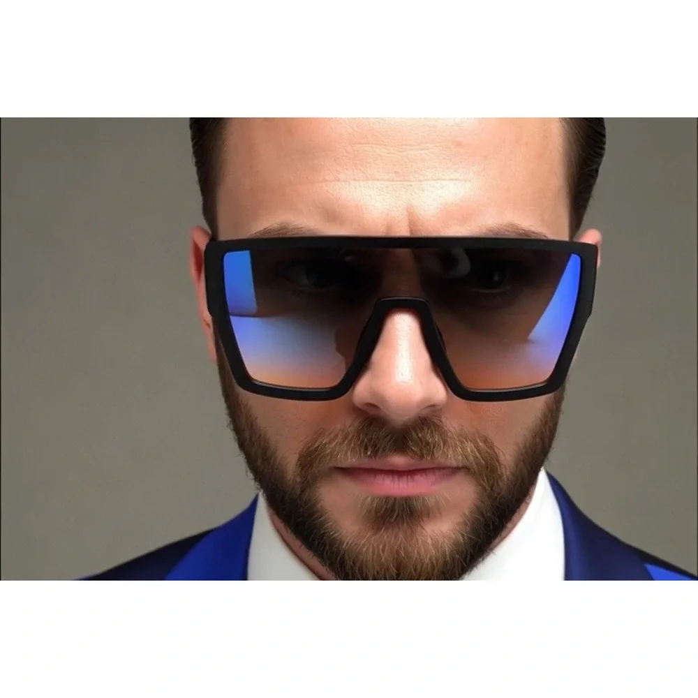 Sunglasses Blue Mirror Reflective Lens Trendy Party‎ Beach Shades UV400 Protect